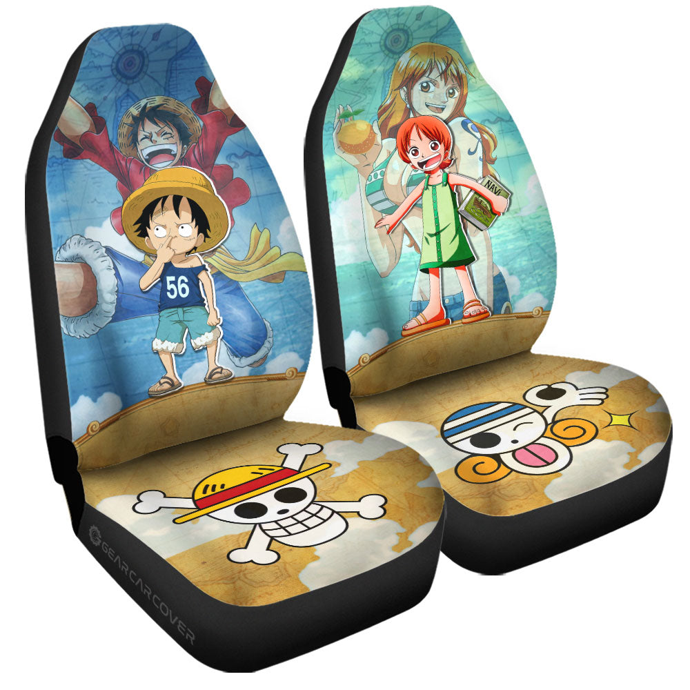 Luffy And Nami Car Seat Covers Custom Map Car Accessories For Fans - Gearcarcover - 3