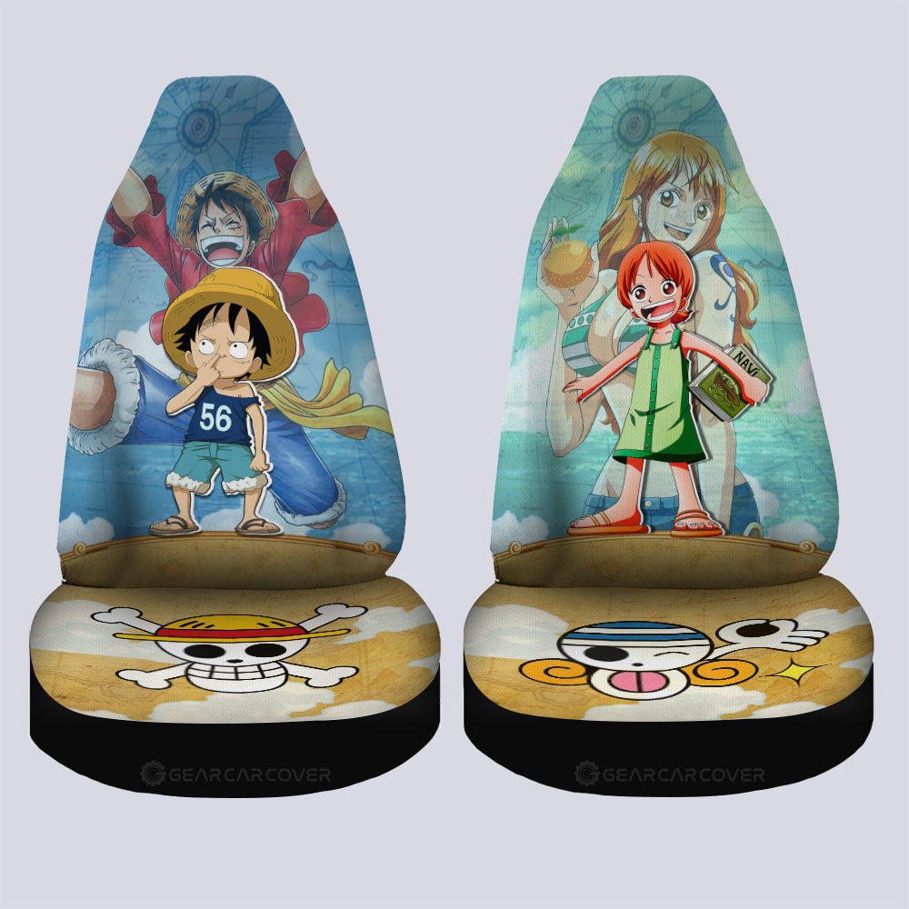Luffy And Nami Car Seat Covers Custom Map Car Accessories For Fans - Gearcarcover - 4