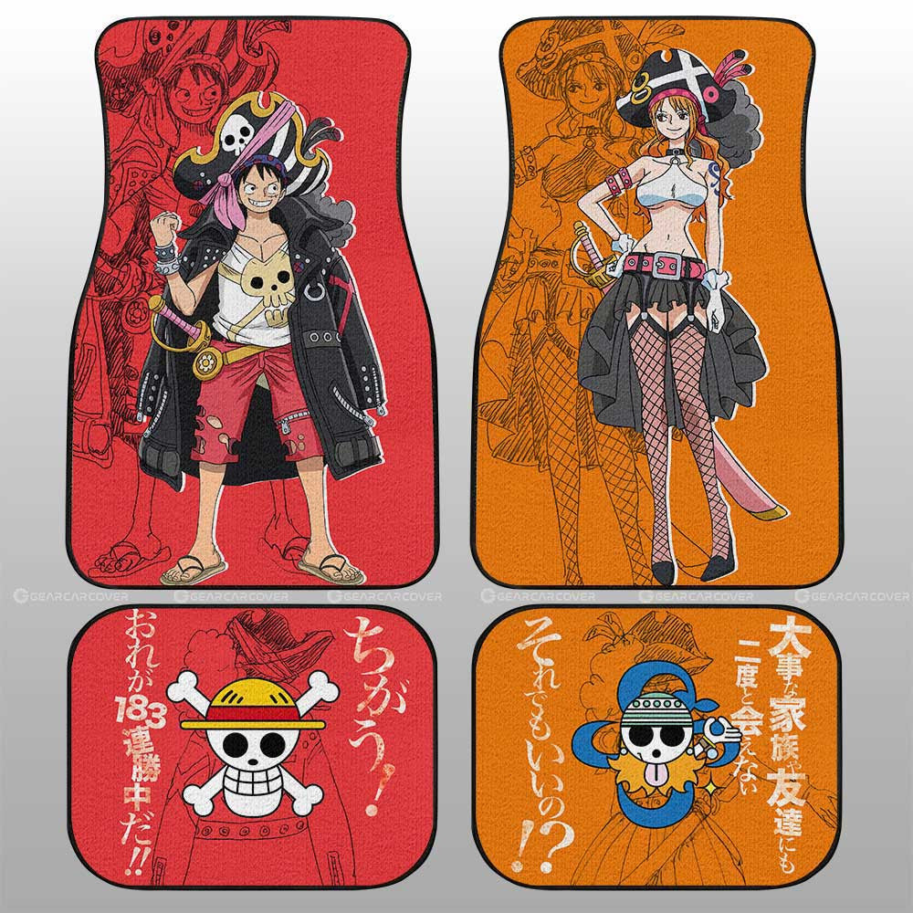 Luffy And Nami Film Red Car Floor Mats Custom Car Accessories - Gearcarcover - 1