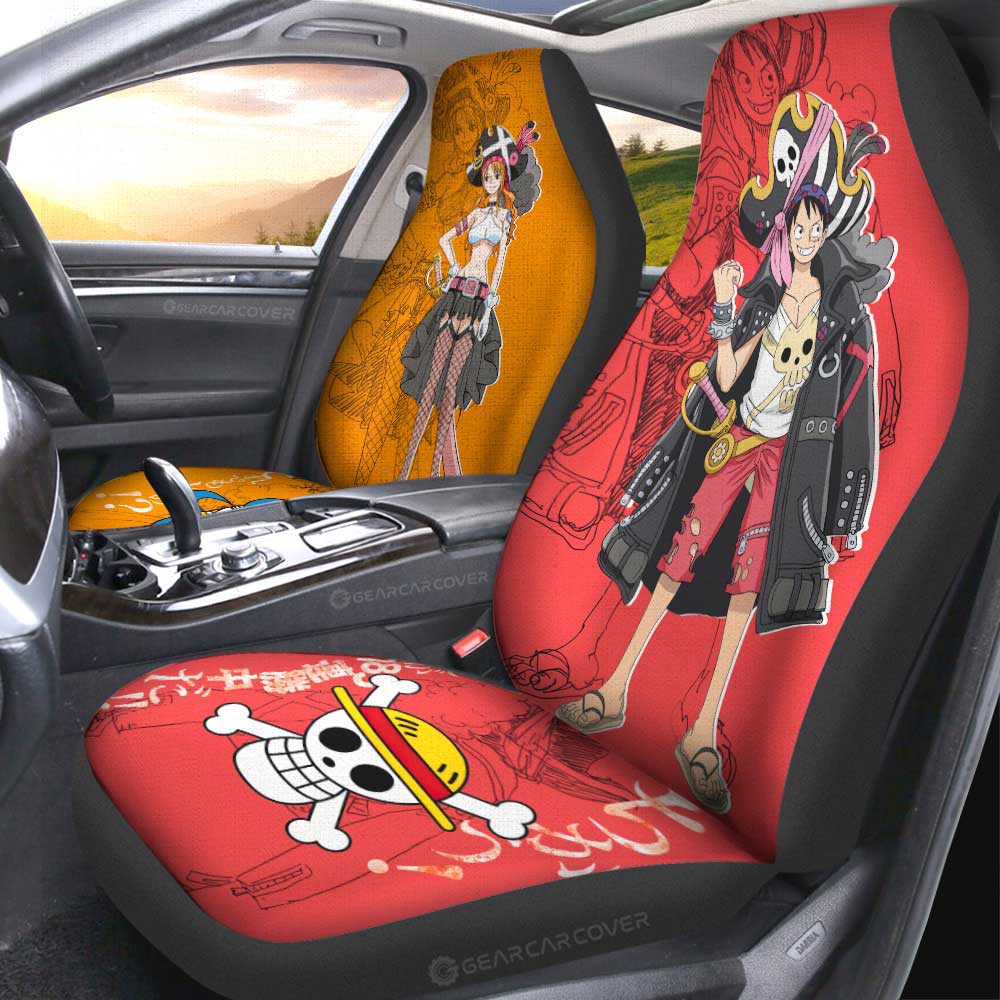 Luffy And Nami Film Red Car Seat Covers Custom Car Accessories - Gearcarcover - 3