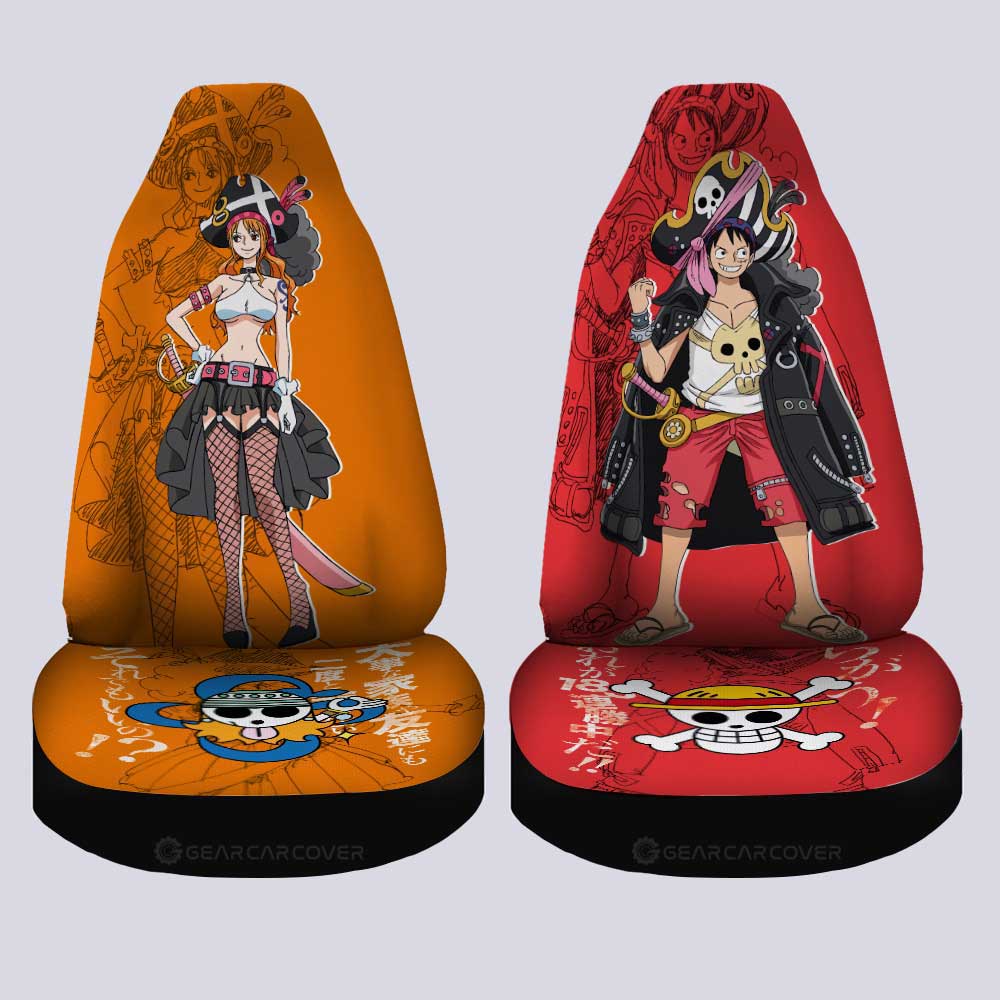 Luffy And Nami Film Red Car Seat Covers Custom Car Accessories - Gearcarcover - 4