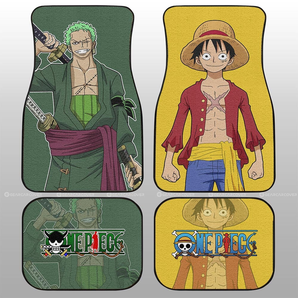 Luffy And Zoro Car Floor Mats Custom Main Heros - Gearcarcover - 1