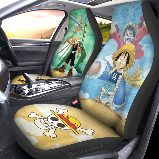 Luffy And Zoro Car Seat Covers Custom Map Car Accessories For Fans - Gearcarcover - 2