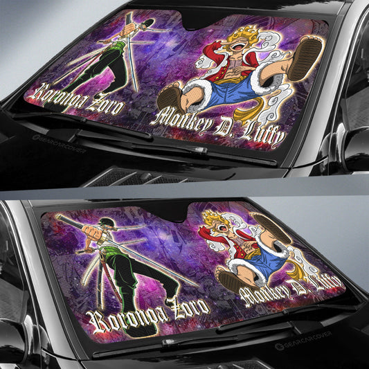 Luffy And Zoro Car Sunshade Custom Car Accessories Manga Galaxy Style - Gearcarcover - 2