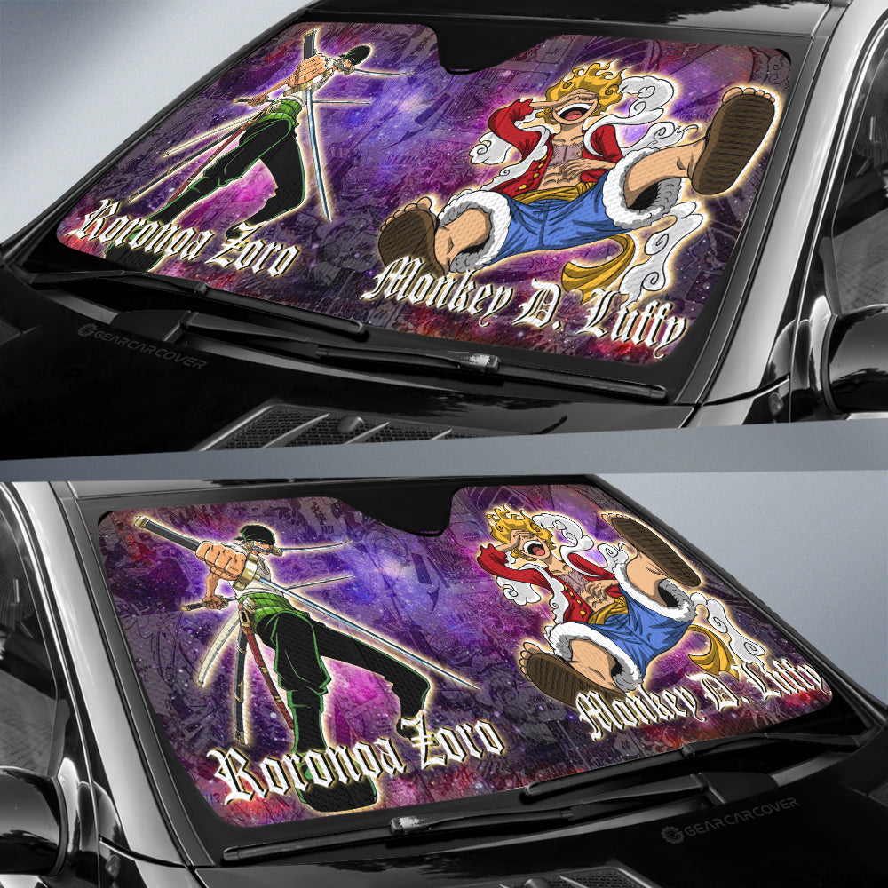 Luffy And Zoro Car Sunshade Custom Car Accessories Manga Galaxy Style - Gearcarcover - 2