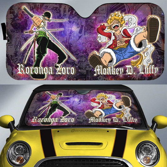 Luffy And Zoro Car Sunshade Custom Car Accessories Manga Galaxy Style - Gearcarcover - 1