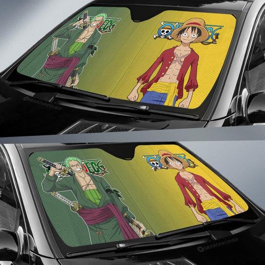 Luffy And Zoro Car Sunshade Custom Main Heros - Gearcarcover - 2