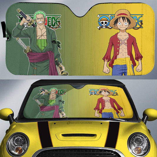 Luffy And Zoro Car Sunshade Custom Main Heros - Gearcarcover - 1