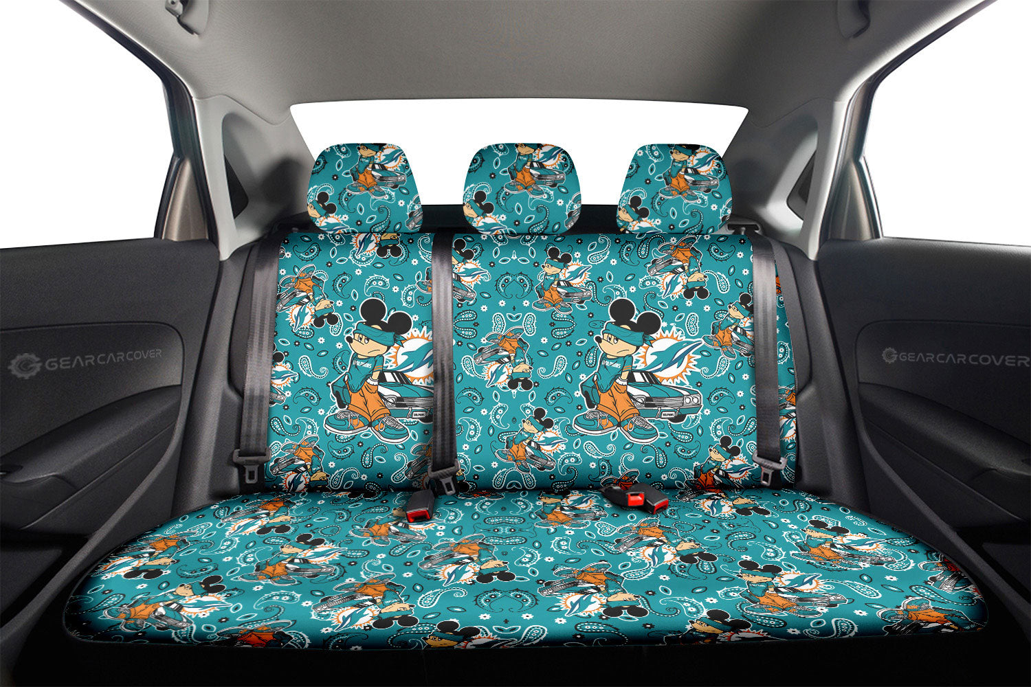 Miami Dolphins Car Back Seat Covers Cartoon Theme Collection - Gearcarcover - 2