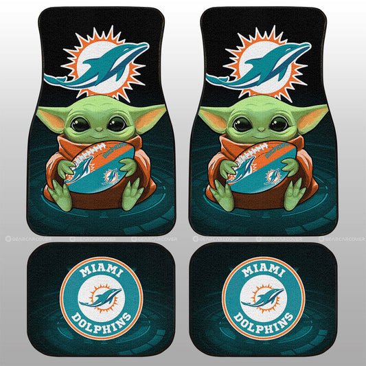 Miami Dolphins Car Floor Mats Baby Yoda Car Accessories For Fan - Gearcarcover - 1