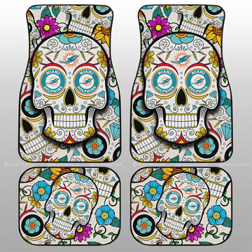 Miami Dolphins Car Floor Mats Custom Sugar Skull Car Accessories - Gearcarcover - 1