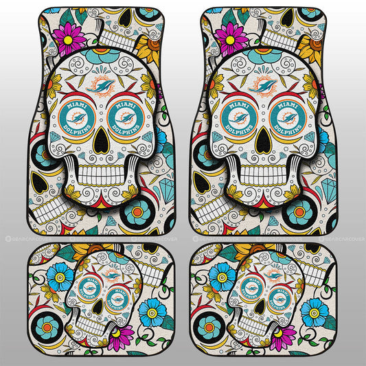 Miami Dolphins Car Floor Mats Custom Sugar Skull Car Accessories - Gearcarcover - 1