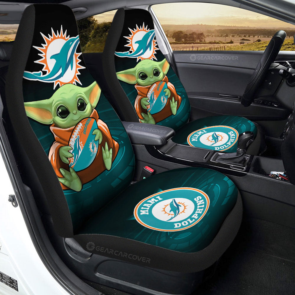 Miami Dolphins Car Seat Covers Baby Yoda Car Accessories For Fan - Gearcarcover - 2