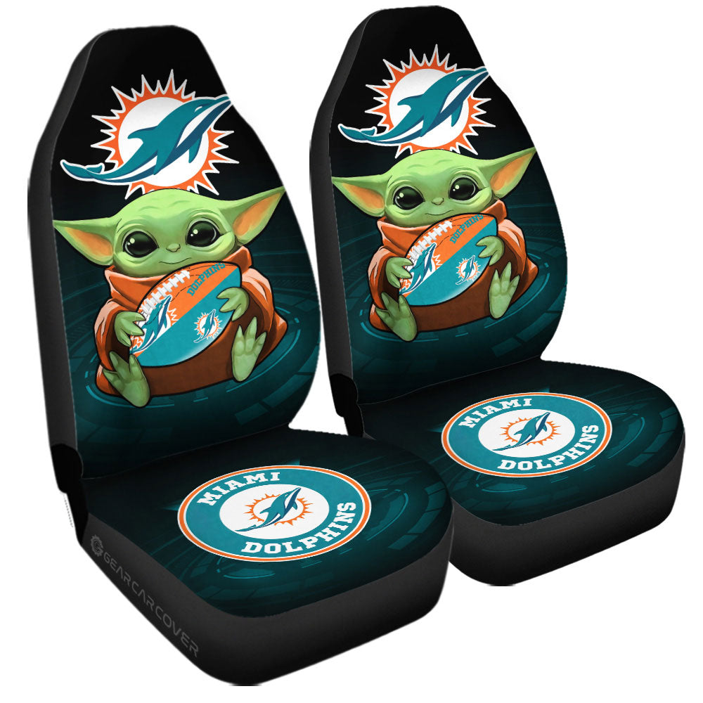 Miami Dolphins Car Seat Covers Baby Yoda Car Accessories For Fan - Gearcarcover - 3