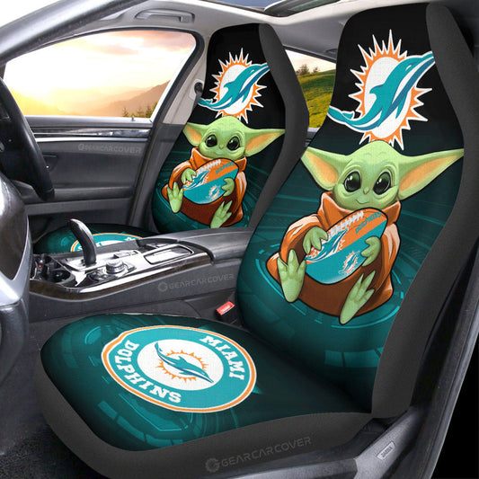 Miami Dolphins Car Seat Covers Baby Yoda Car Accessories For Fan - Gearcarcover - 1