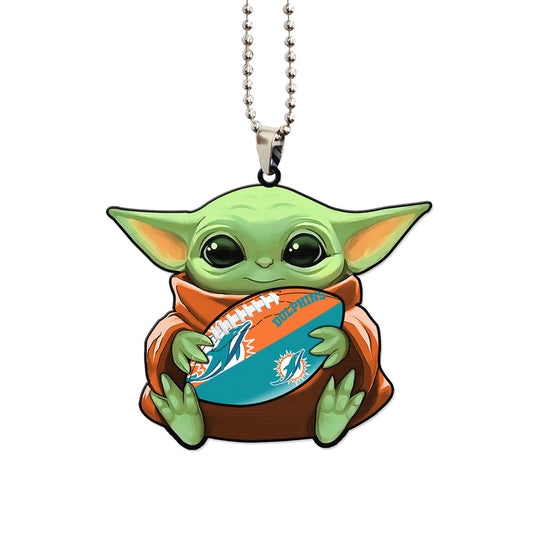 Miami Dolphins Ornament Baby Yoda Car Accessories - Gearcarcover - 1