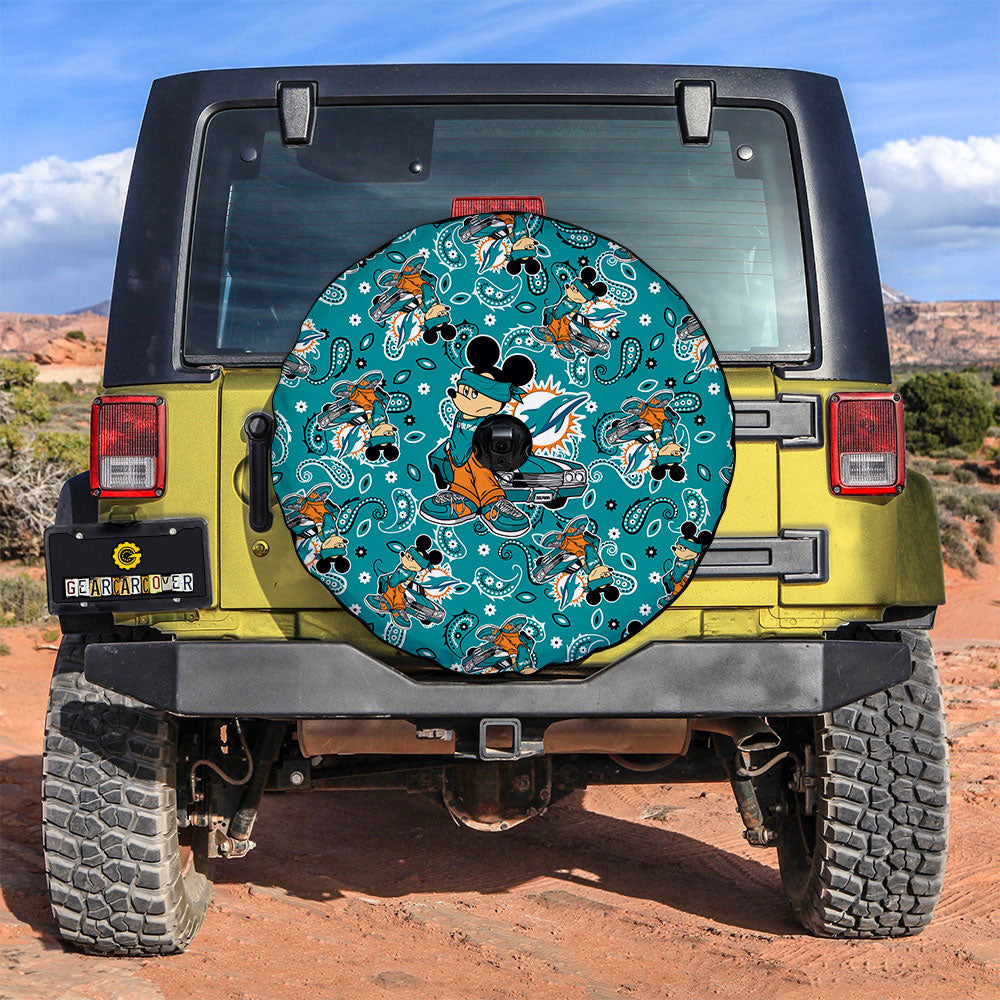 Miami Dolphins Spare Tire Covers Camera Hole Cartoon Theme Collection - Gearcarcover - 3
