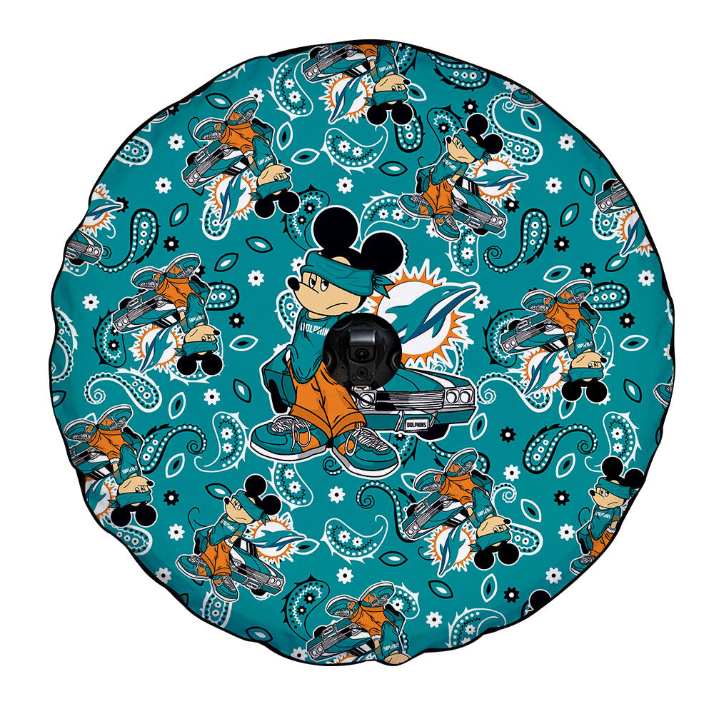 Miami Dolphins Spare Tire Covers Camera Hole Cartoon Theme Collection - Gearcarcover - 4