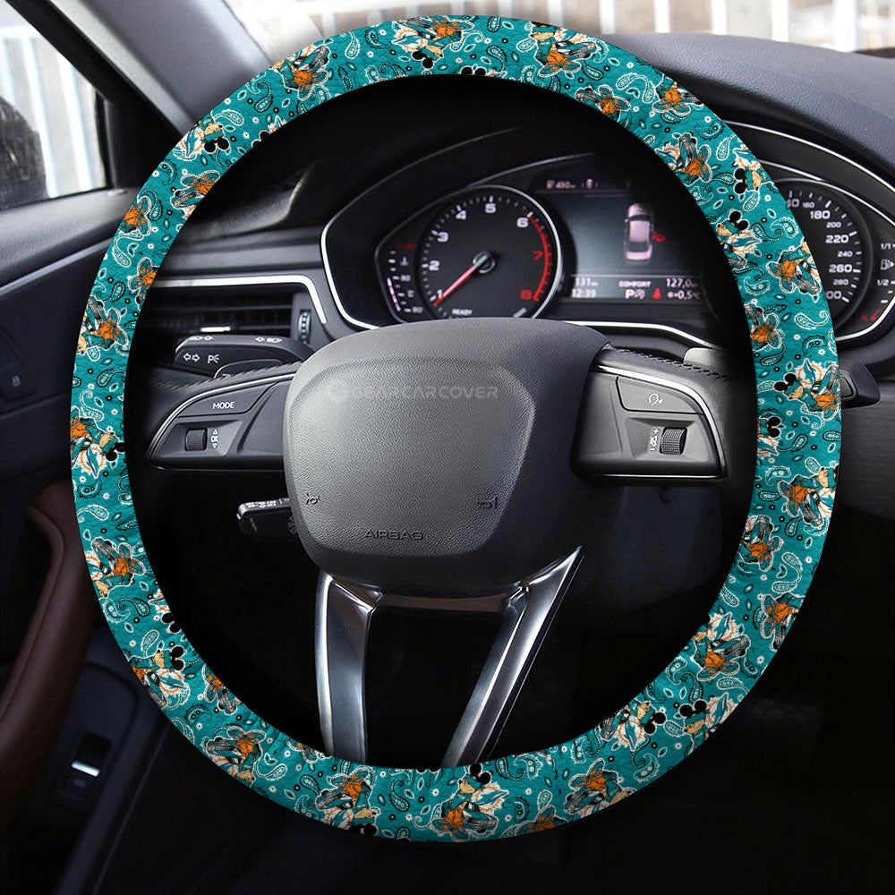 Miami Dolphins Steering Wheel Cover Cartoon Theme Collection - Gearcarcover - 4