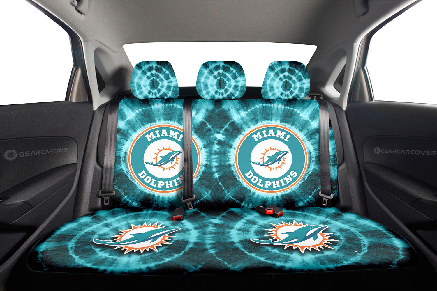 Miami Dolphinsv Car Back Seat Covers Custom Tie Dye Car Accessories - Gearcarcover - 2