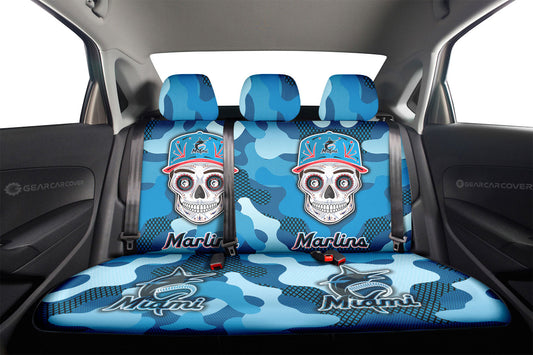 Miami Marlins Car Back Seat Covers Skull Theme Collection - Gearcarcover - 2