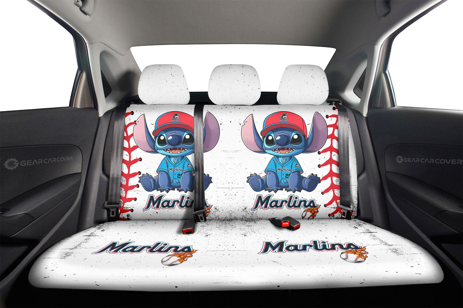 Miami Marlins Car Back Seat Covers Stitch Theme Collection - Gearcarcover - 2