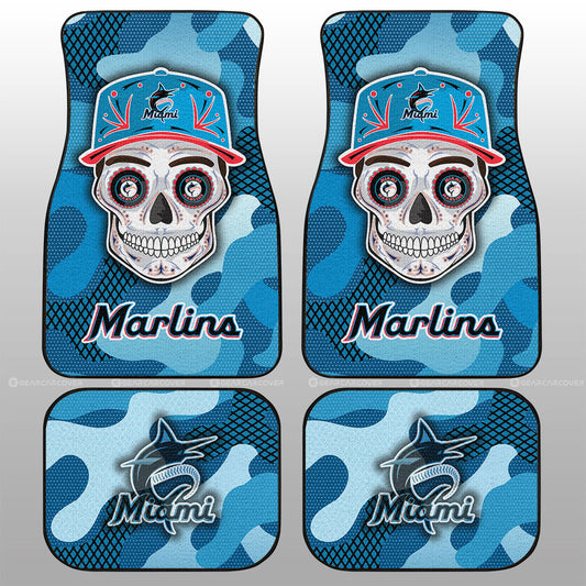 Miami Marlins Car Floor Mats Skull Theme Collection - Gearcarcover - 1