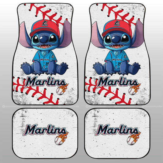 Miami Marlins Car Floor Mats Stitch Theme Collection - Gearcarcover - 1