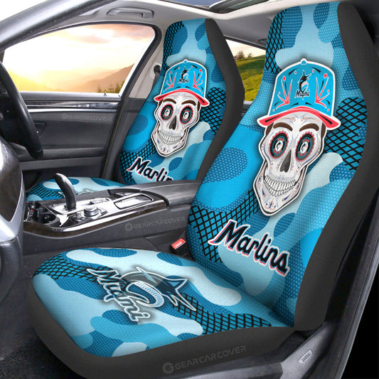 Miami Marlins Car Seat Covers Skull Theme Collection - Gearcarcover - 1