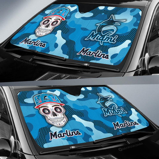 Miami Marlins Car Sunshade Skull Theme Collection - Gearcarcover - 2