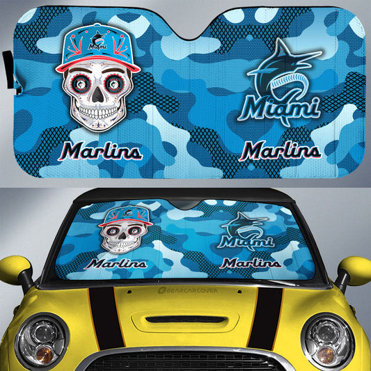 Miami Marlins Car Sunshade Skull Theme Collection - Gearcarcover - 1