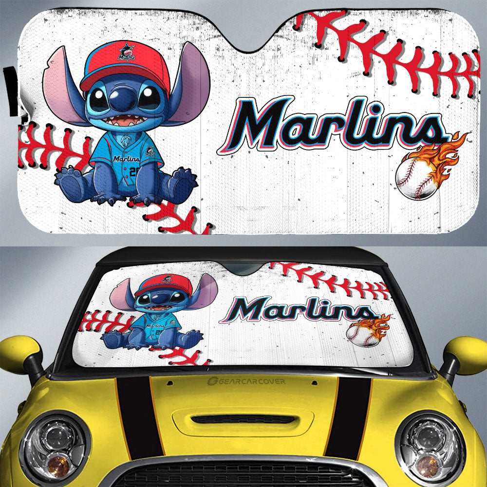 Miami Marlins Car Sunshade Stitch Theme Collection - Gearcarcover - 1