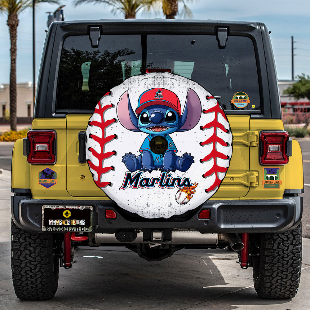 Miami Marlins Spare Tire Covers Camera Hole Stitch Theme Collection - Gearcarcover - 2