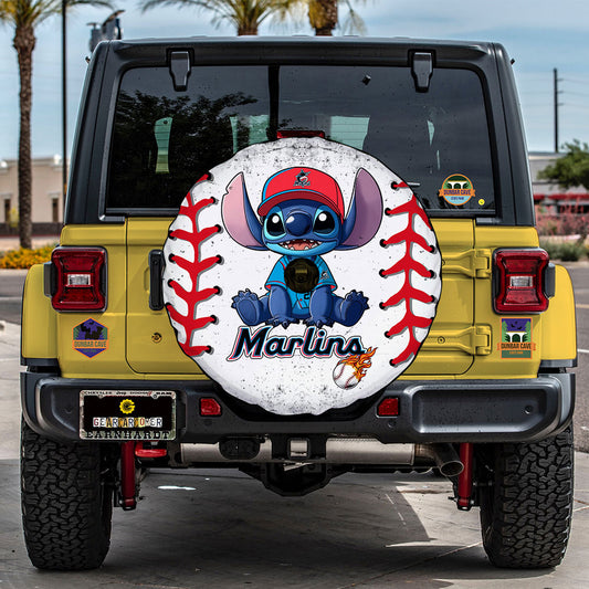 Miami Marlins Spare Tire Covers Camera Hole Stitch Theme Collection - Gearcarcover - 2