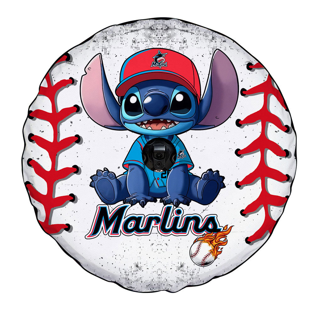 Miami Marlins Spare Tire Covers Camera Hole Stitch Theme Collection - Gearcarcover - 4