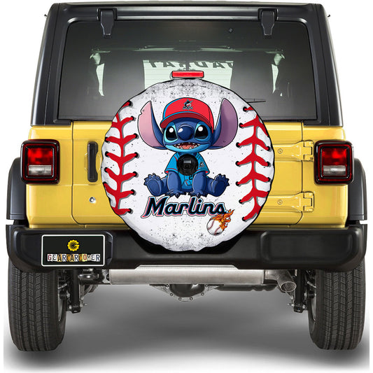 Miami Marlins Spare Tire Covers Camera Hole Stitch Theme Collection - Gearcarcover - 1