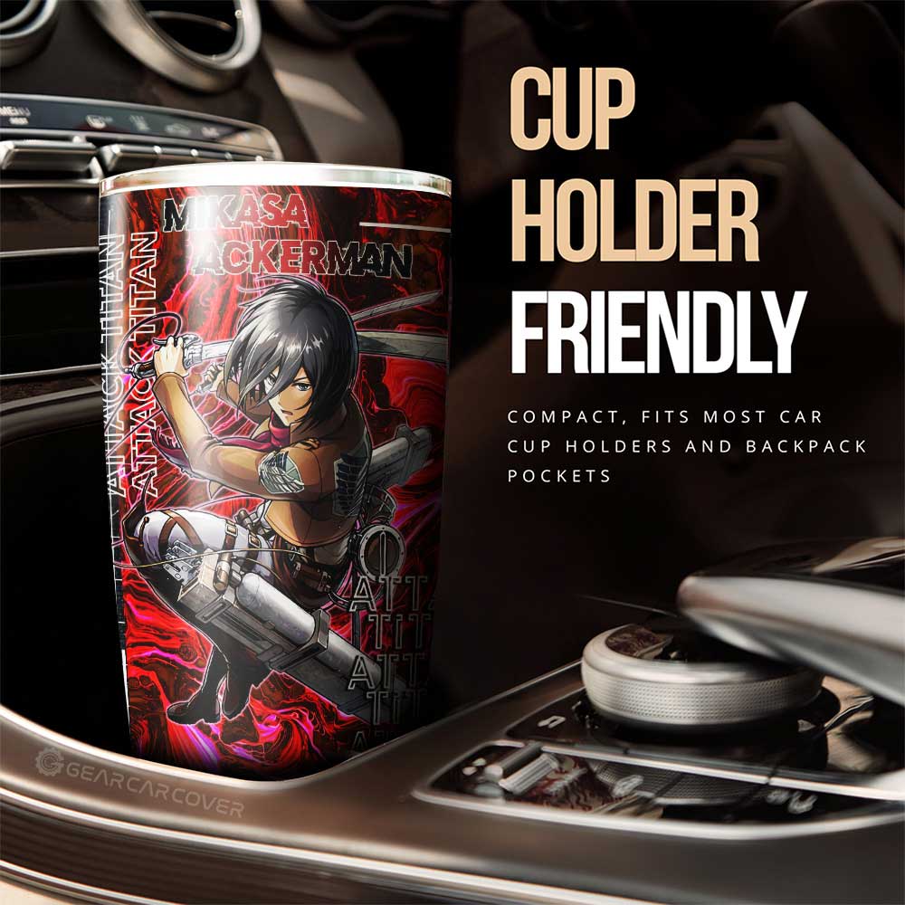 Mikasa Ackerman Tumbler Cup Custom Attack On Titan Car Accessories - Gearcarcover - 3