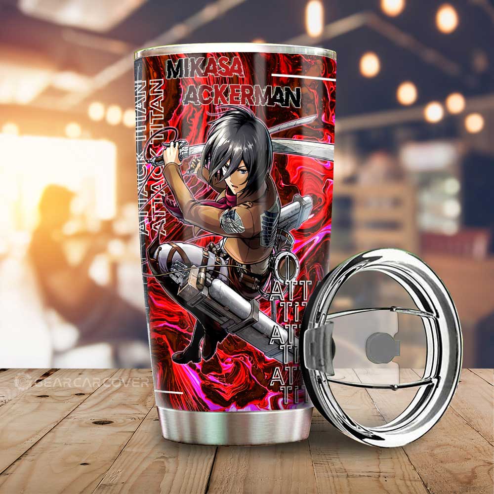 Mikasa Ackerman Tumbler Cup Custom Attack On Titan Car Accessories - Gearcarcover - 1