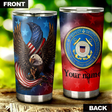 Military US Coast Guard Personalized Tumbler Stainless Steel - Gearcarcover - 1