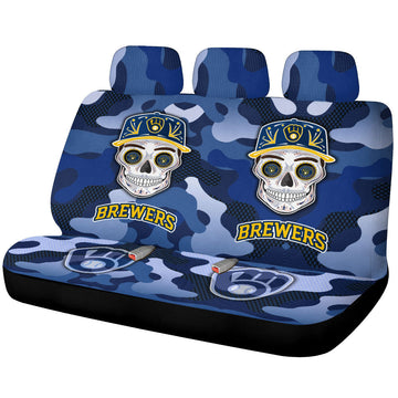 Milwaukee Brewers Car Back Seat Covers Skull Theme Collection - Gearcarcover - 1