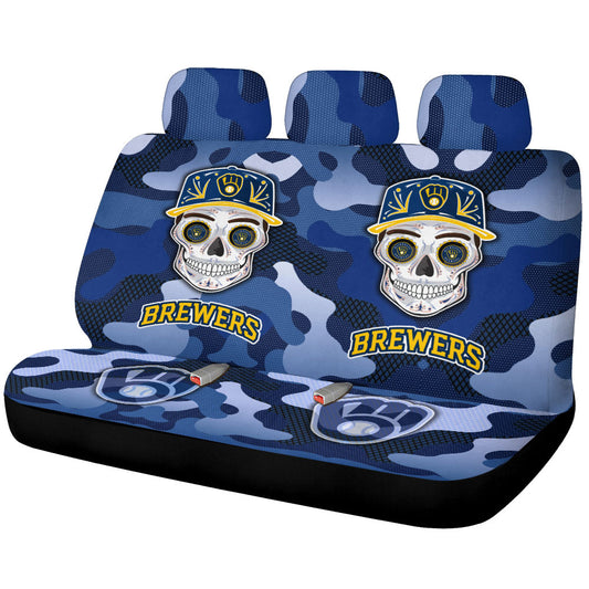 Milwaukee Brewers Car Back Seat Covers Skull Theme Collection - Gearcarcover - 1