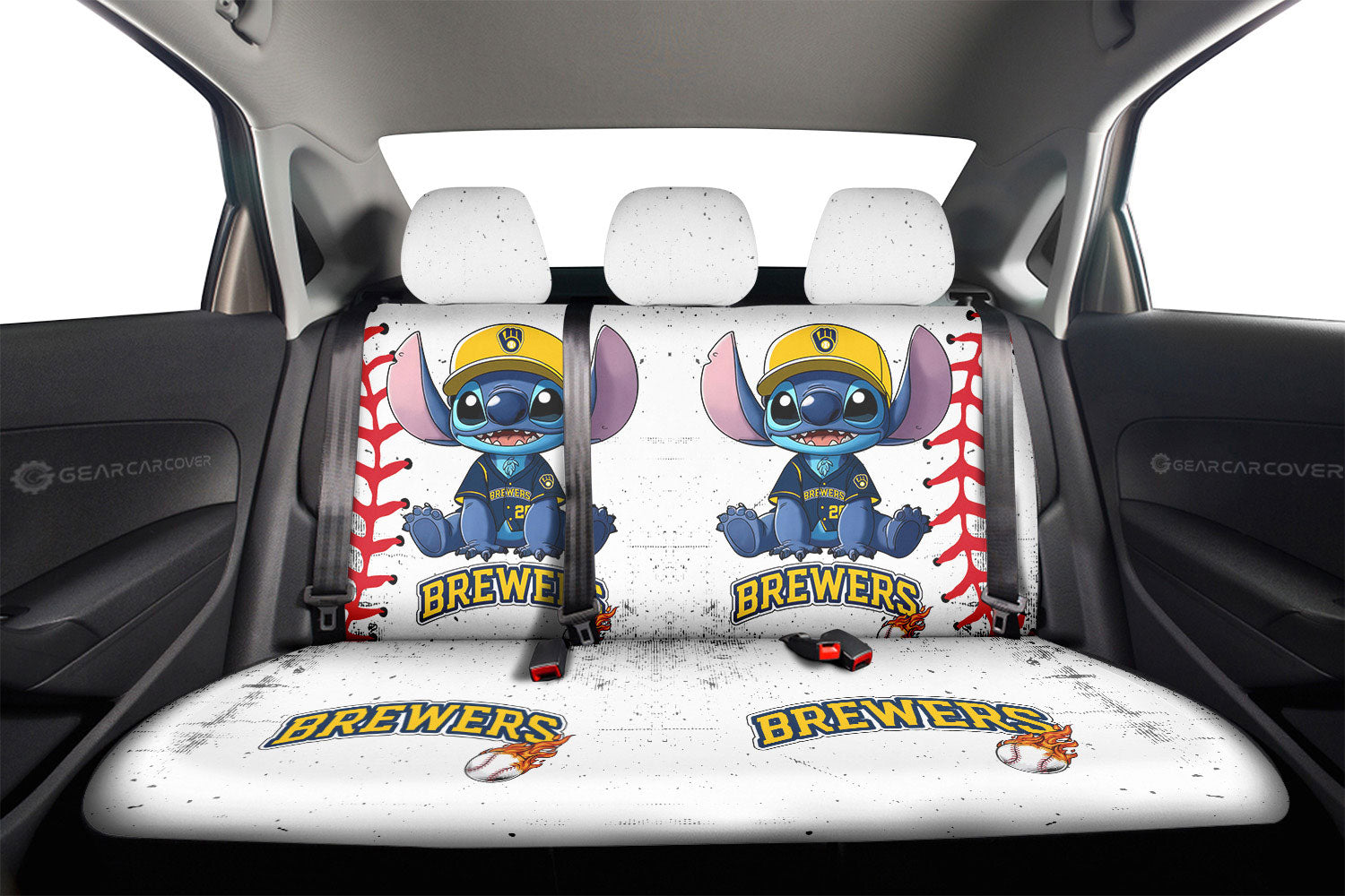 Milwaukee Brewers Car Back Seat Covers Stitch Theme Collection - Gearcarcover - 2
