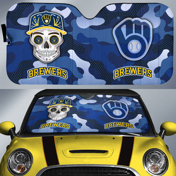 Milwaukee Brewers Car Sunshade Skull Theme Collection - Gearcarcover - 1