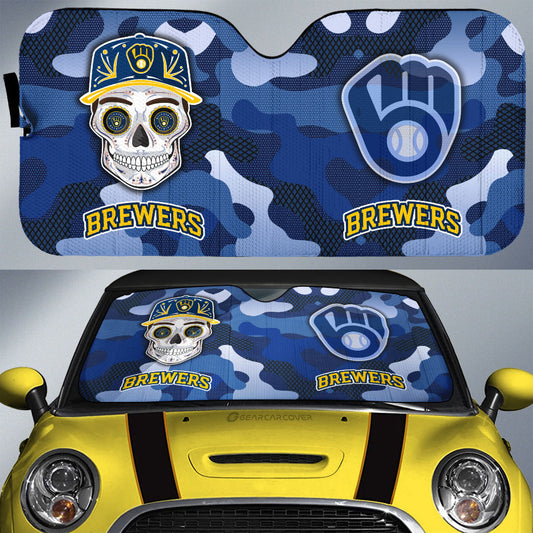 Milwaukee Brewers Car Sunshade Skull Theme Collection - Gearcarcover - 1
