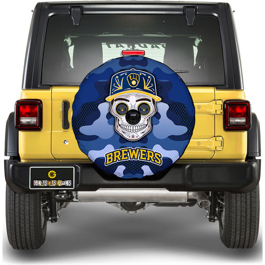 Milwaukee Brewers Spare Tire Covers Camera Hole Skull Theme Collection - Gearcarcover - 1