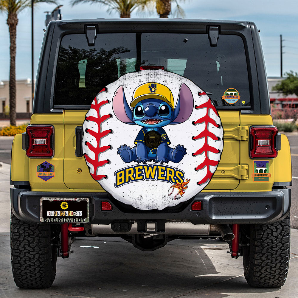 Milwaukee Brewers Spare Tire Covers Camera Hole Stitch Theme Collection - Gearcarcover - 3