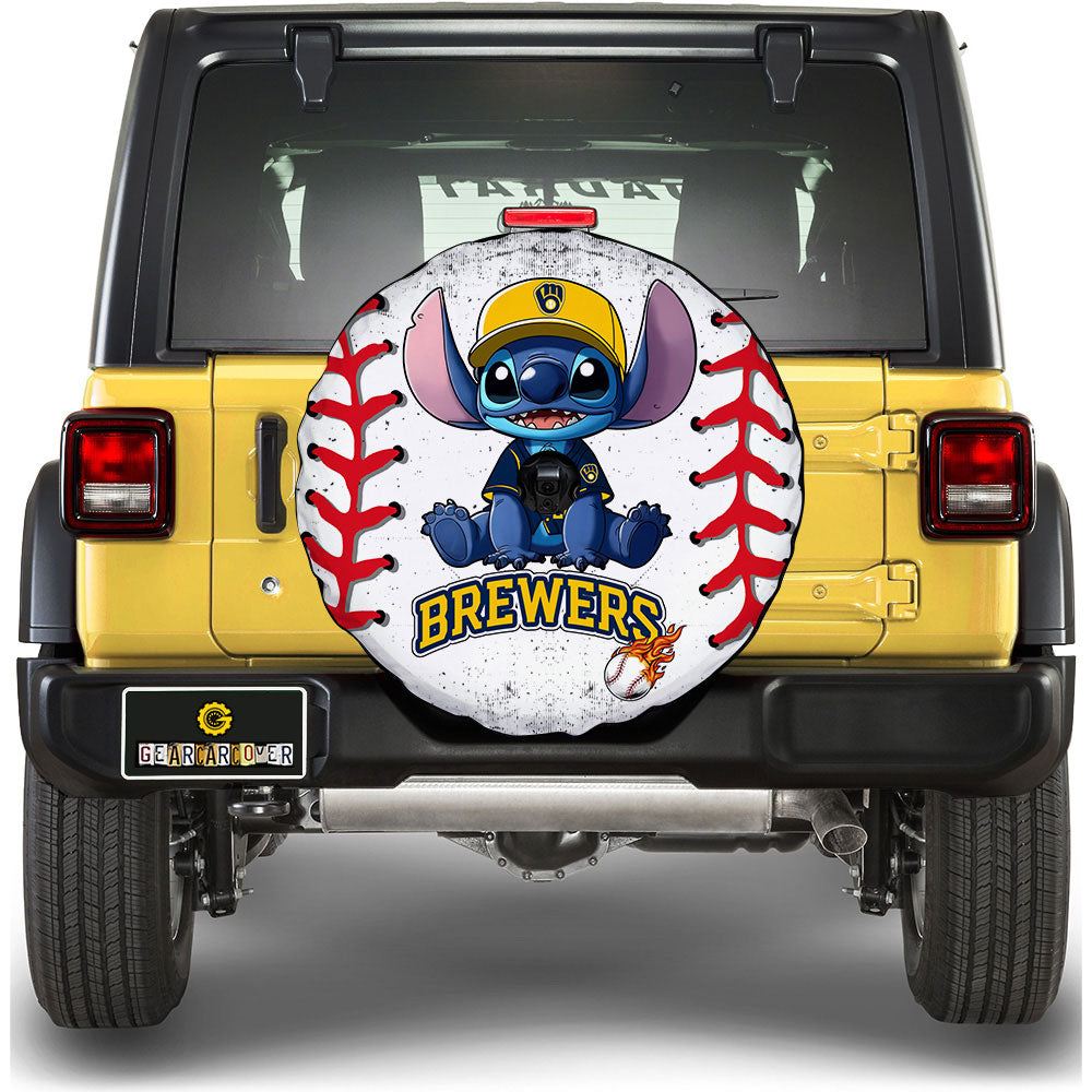 Milwaukee Brewers Spare Tire Covers Camera Hole Stitch Theme Collection - Gearcarcover - 1