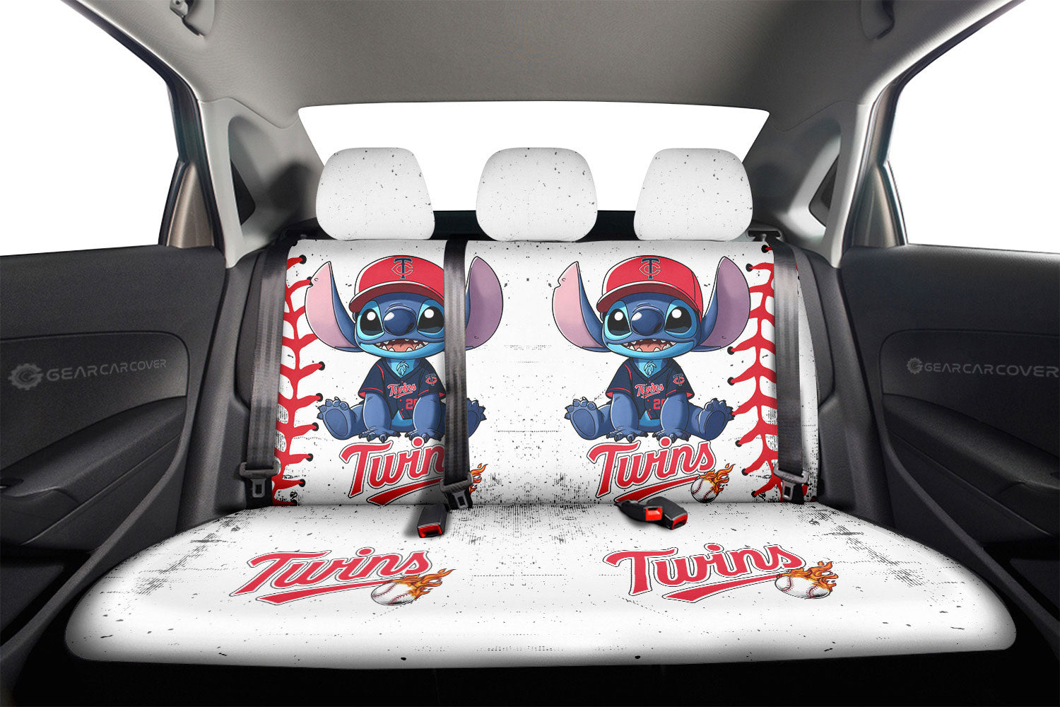 Minnesota Twins Car Back Seat Covers Stitch Theme Collection - Gearcarcover - 2