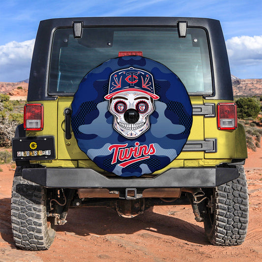 Minnesota Twins Spare Tire Covers Camera Hole Skull Theme Collection - Gearcarcover - 2