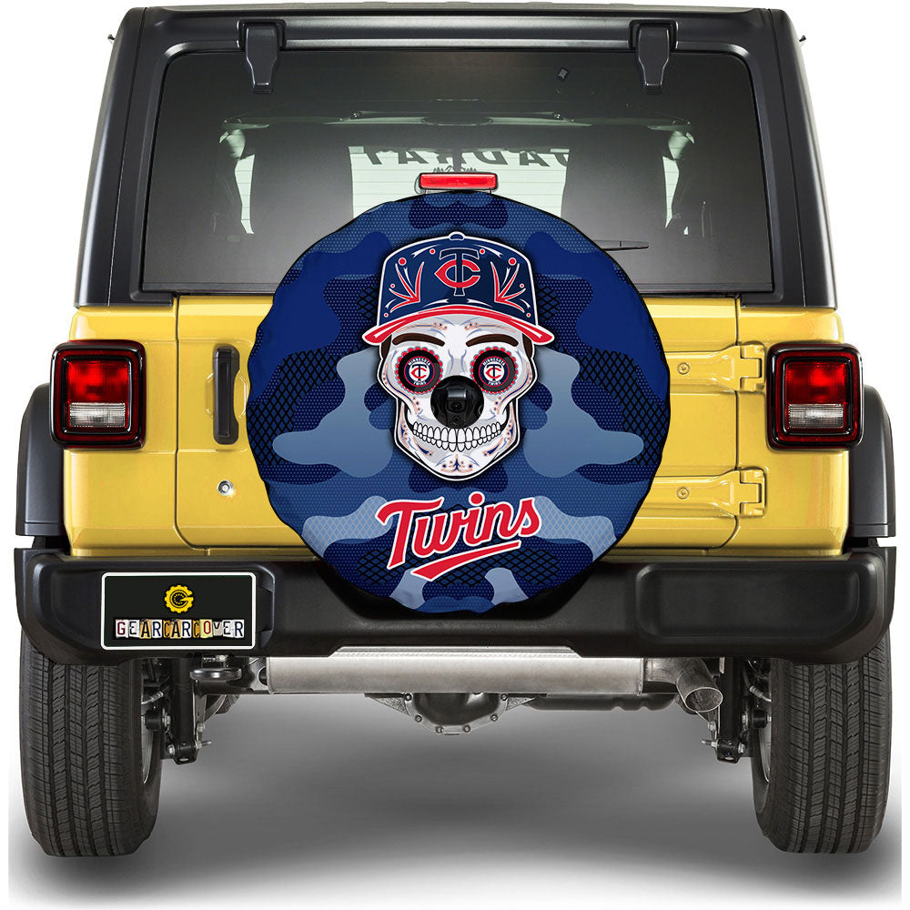Minnesota Twins Spare Tire Covers Camera Hole Skull Theme Collection - Gearcarcover - 1